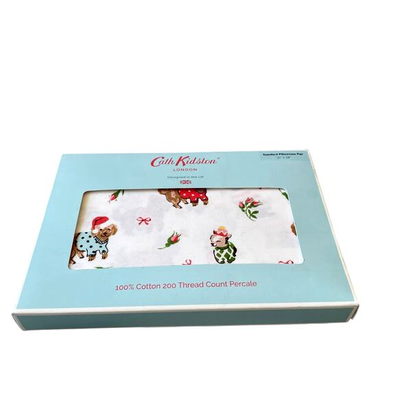 Cath Kidston London Puppy Love Christmas Holiday Standard Pillowcase Set NEW - Picture 11 of 15
